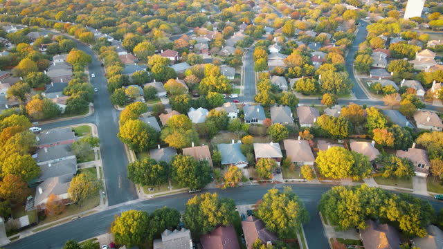 Drone View from above Fall Suburbs Autumn Real Estate