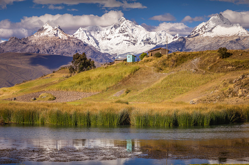 Wilcacocha lake and dramatic Cordillera Blanca - Huaraz, Ancash, Peru