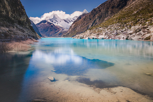 Laguna Paron (Paron lagoon) and snowcapped Cordillera Blanca – Ancash, peruvian Andes, Peru