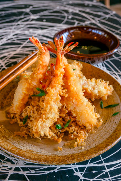 istock Tempura fried shrimp, Japanese traditional dish 1288759356