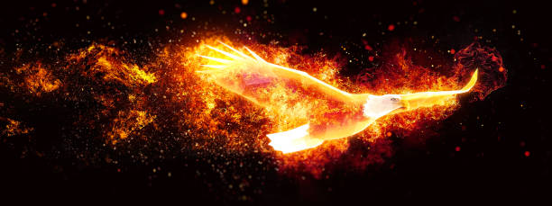 istock 3D illustration of an abstract phoenix flapping in the dark 1288762924