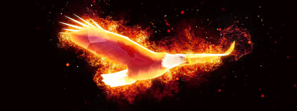 istock 3D illustration of an abstract phoenix flapping in the dark 1288762927