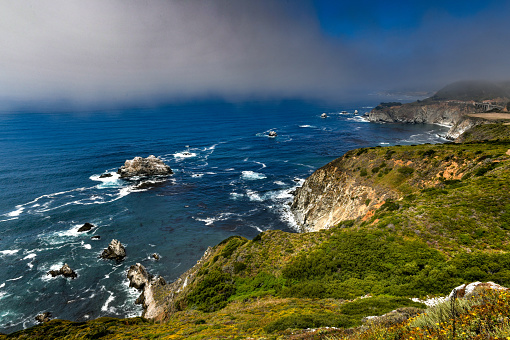 Beautiful scenery at Hurricane Point along Highway 1 and Big Sur, California, USA