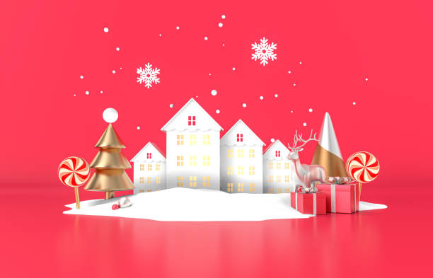 istock Red Christmas podium background with Christmas tree. 1288774850