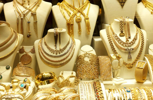 istock Gold necklaces, rings and bracelets 1288781897