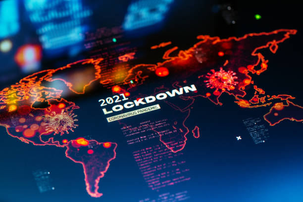 istock Lockdown 2021 Global Pandemic Background on World Map 1288783087