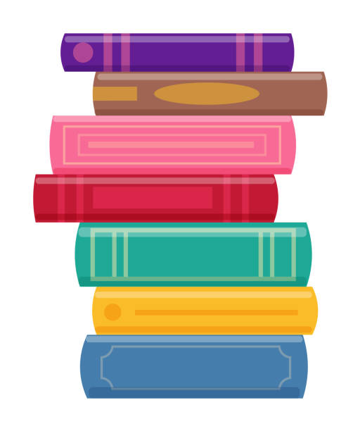 흰색 배경에 격리 된 종이 책 스택 - books stack stock illustrations