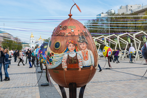 Yearly Easter exhibition held at the square in front of Saint Sophia's Cathedral Kiev, Ukraine