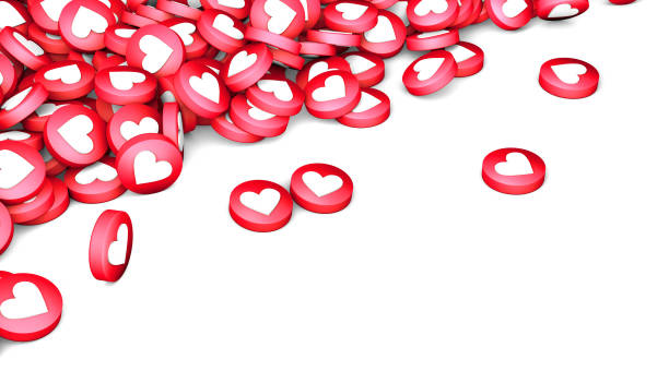 istock Lots of likes or hearts isolated on white background. 3d render 1288787199