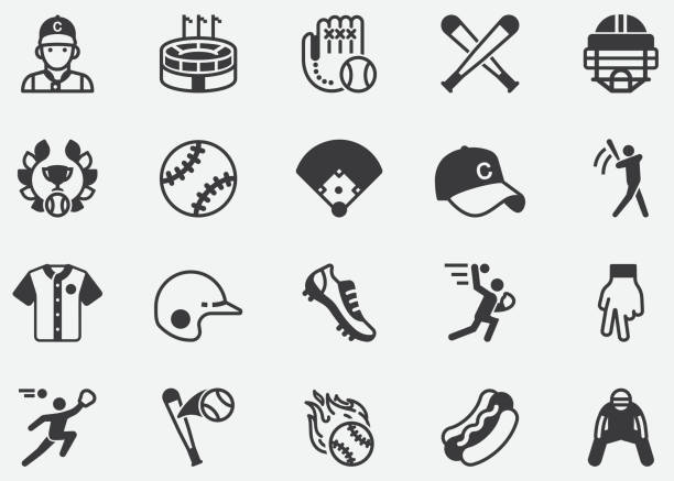 야구, 토너먼트, 스포츠, 휴식, 볼 픽셀 완벽한 아이콘 - baseballs baseball glove baseball sport stock illustrations