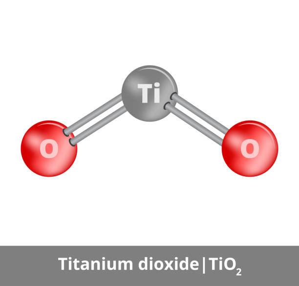 Vector Ballandstick Model Of Titanium Dioxide Or Titania Molecule