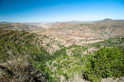 Typical landscape in the highlands of the Tigray region, close to the capital Mekelle (Mekele).