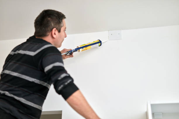 istock Handyman using silicone sealant adhesive bond for fixing household things. 1288795336