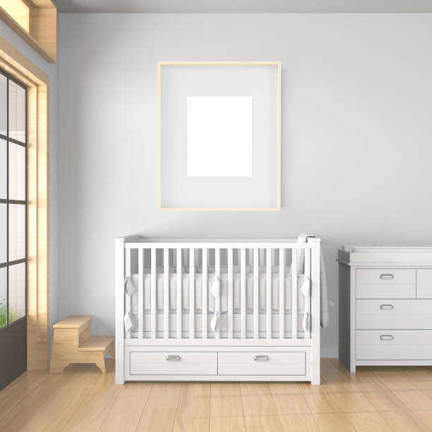 istock wooden frame on baby room wall mock up 1288795955
