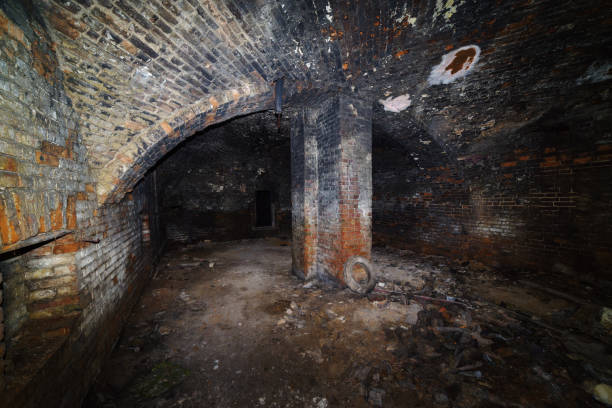 istock The basement of an old house with a domed vault and a supporting column 1288799005