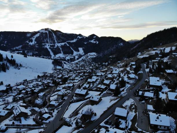 istock Winter landscape with mountain under evening sky. 1288799897