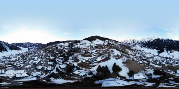 istock Winter landscape with mountain under evening sky. 1288799937