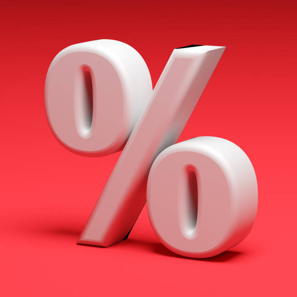 istock Percentage sign on red background. Business concept 1288801206
