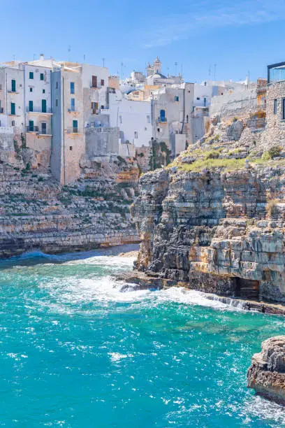 An incredible sea view seen from the historic center of Polignano a mare on a sunny summer day