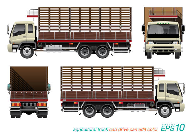 農用卡車 - 畜欄 幅插畫檔、美工圖案、卡通及圖標