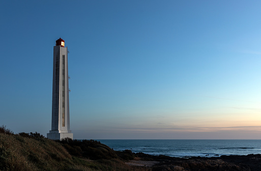 Armandeche lighthouse in Les Sables d'Olonne at nightfall (Vendee, France)