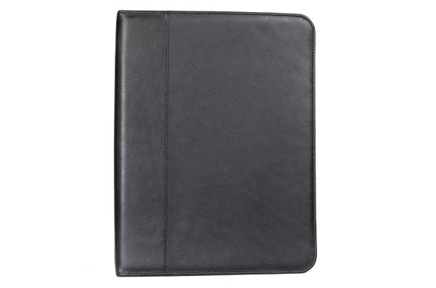 elegante pasta preta de couro para documentos de empresário - leather folder - fotografias e filmes do acervo