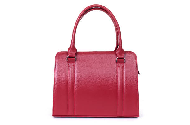women red leather bag isolated on white background