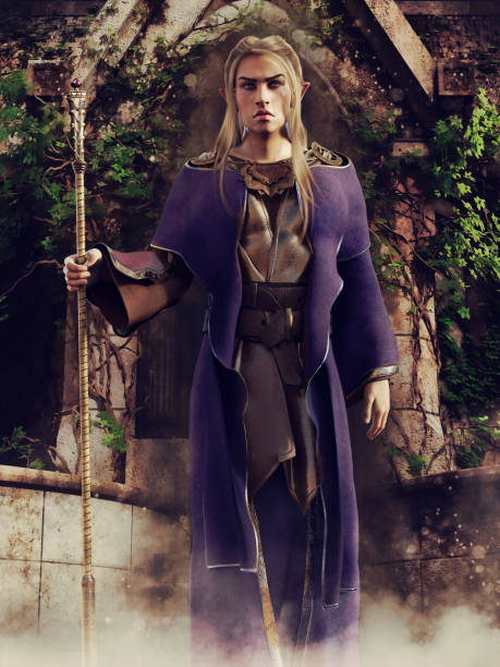istock Elf sorcerer with a wooden staff 1288807853