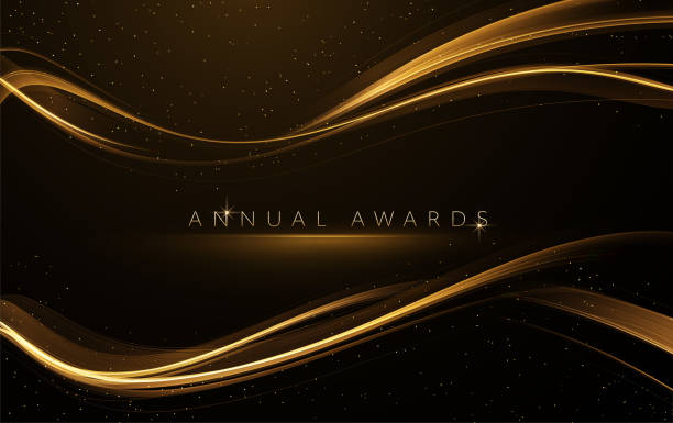 Award nomination ceremony luxury background with golden glitter sparkles Awarding the nomination ceremony luxury background with golden glitter sparkles. Vector design nomination stock illustrations