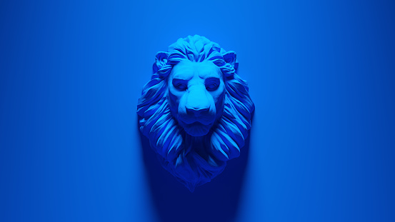 Blue Lion  Mounted Bust 3d illustration render