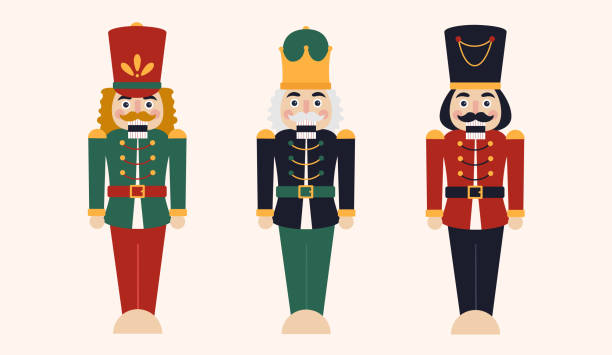 illustrations, cliparts, dessins animés et icônes de illustration vectorielle de casse-noisettes de noël sur le fond léger - nutcracker