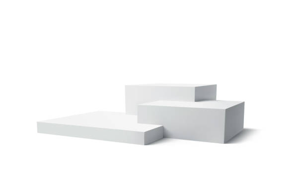 istock Background 3d white podium product isolated on the white background. Modern white cube podium, great design for any purposes. Vector illustration 1288813099