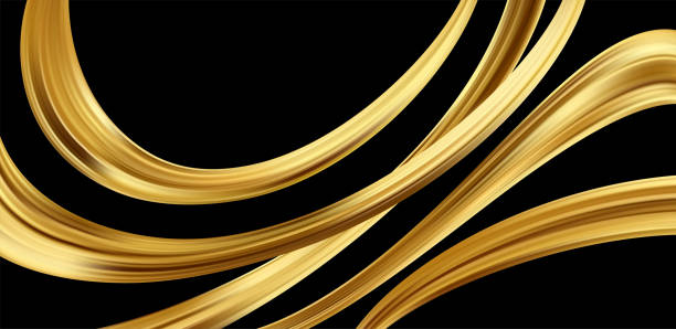 istock Gold 3d wave on black background. Abstract motion Modern illustration. Luxury Golden Color flow background. Abstract dynamic 3d flow effect. Vector illustration 1288813261