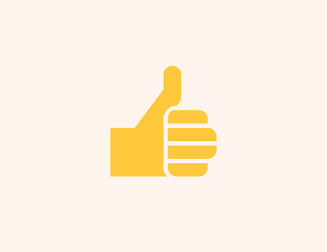 Thumbs Up vector icon. Isolated Like Finger Gesture flat colored emoji symbol - Vector