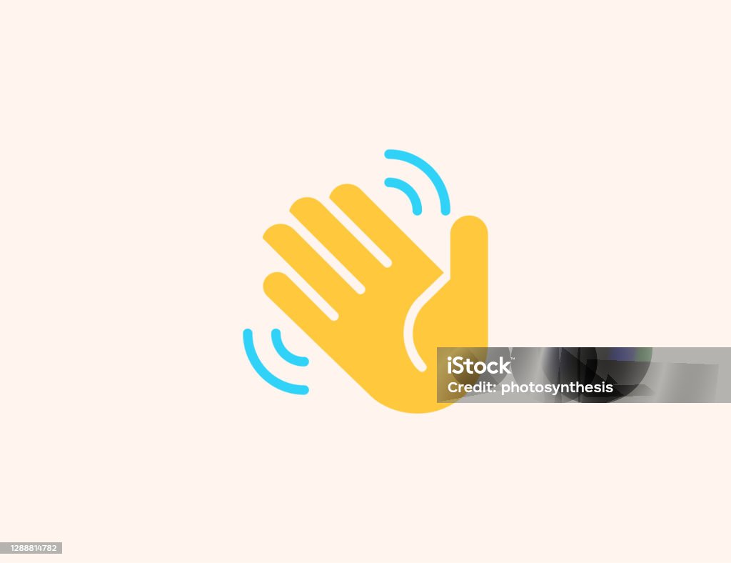 Waving Hand vector icon. Isolated Hand Wave, Hello, Goodbye gesture flat colored emoji symbol - Vector Waving - Gesture stock vector