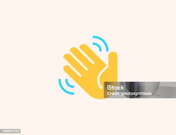 Waving Hand Vector Icon Isolated Hand Wave Hello Goodbye Gesture Flat Colored Emoji Symbol Vector Stock Illustration - Download Image Now
