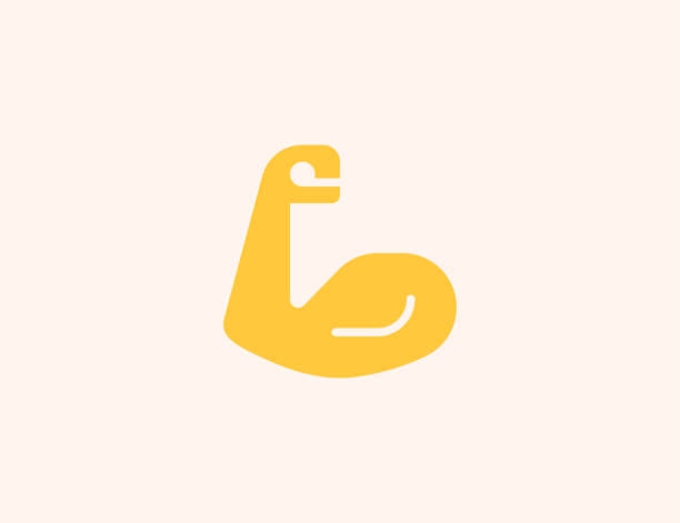 ilustrações de stock, clip art, desenhos animados e ícones de flexed biceps vector icon. isolated biceps muscle, sportsperson, human arm, limb flat colored emoji symbol - vector - human muscle human arm muscular build body building