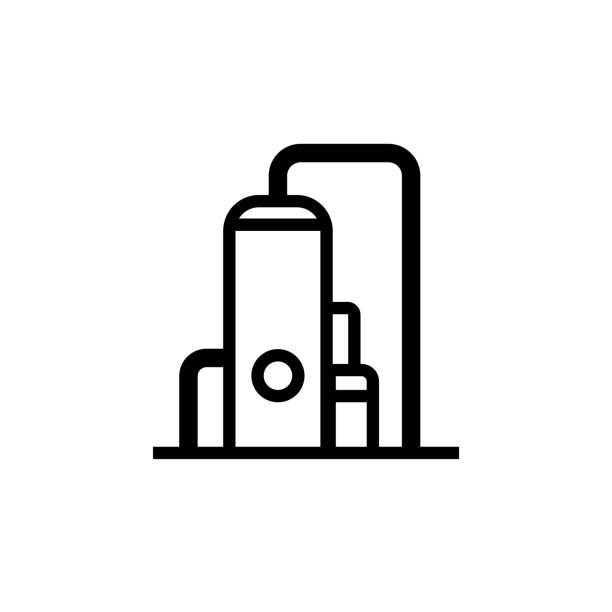 Gas compressor station outline icon Gas compressor station outline icon. Clipart image isolated on white background natural gas pipeline clip art stock illustrations