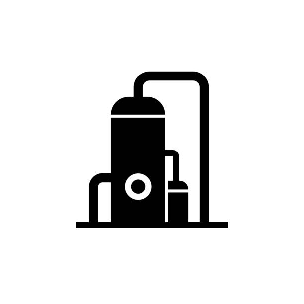 Gas compressor station silhouette icon Gas compressor station silhouette icon. Clipart image isolated on white background natural gas pipeline clip art stock illustrations