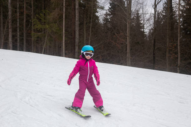 istock A child is skiing on a ski slope. 1288817074