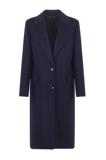 Elegant Dark Blue Wool Women's Coat