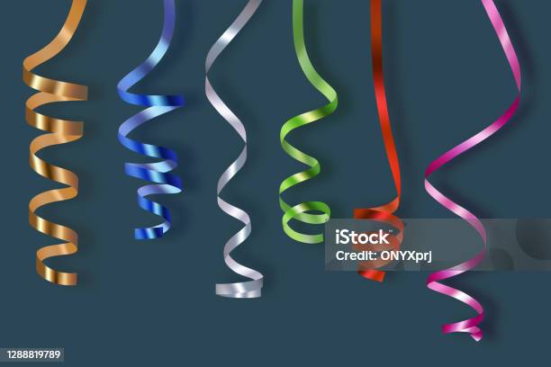 Blue Curly Ribbon Serpentine Confetti Blue Streamers Set On Transparent  Background Colorful Design Decoration Party Holiday Event Carnival  Christmas New Year Greeting Vector Illustration Stock Illustration -  Download Image Now - iStock
