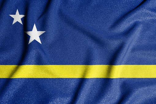 National flag of the Curacao. The main symbol of an independent country. Flag of Curacao. 2021