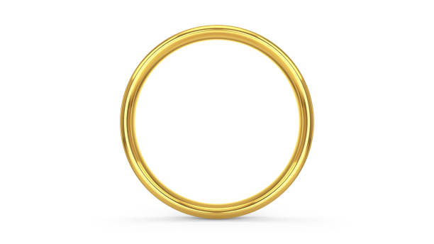 Golden round wedding ring isolated on white Yellow golden round wedding ring isolated on white background. 3D illustration bridal boutique stock pictures, royalty-free photos & images