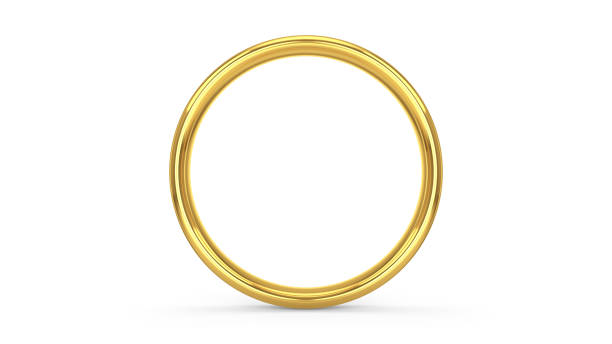 Golden round wedding ring isolated on white Yellow golden round wedding ring isolated on white background. 3D illustration ring stock pictures, royalty-free photos & images