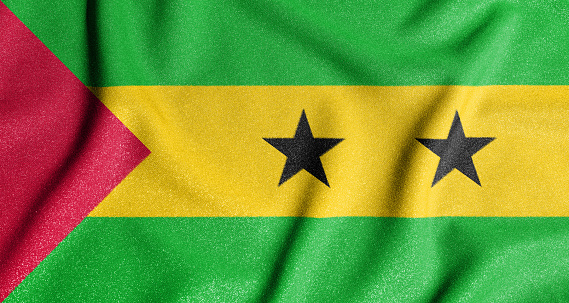 National flag of the Sao Tome and Principe. The main symbol of an independent country. Flag of Sao Tome and Principe. An attribute of the large size of a democratic state.