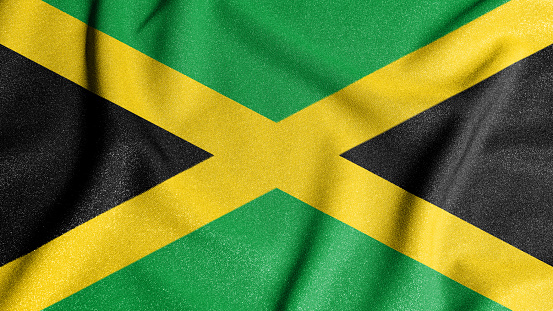 National flag of the Jamaica. The main symbol of an independent country. Flag of Jamaica. An attribute of the large size of a democratic state.2021