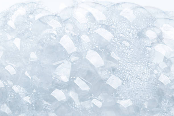 istock Foam bubble from soap or shampoo for washing isolated on white background from above 1288828707