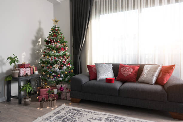 istock Living Room And Christmas Tree 1288832154