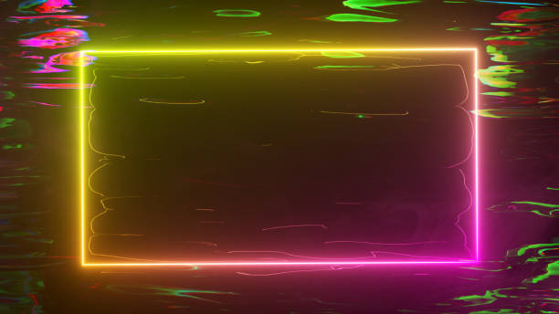 istock A bright neon frame shimmers with a neon spectrum against a water background. 3d illustration 1288833242